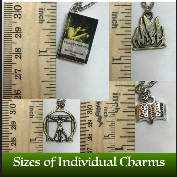 Frankenstein by Mary Shelley Handmade Novel Literature Necklace, Book Cover Fire - Picture 13 of 15